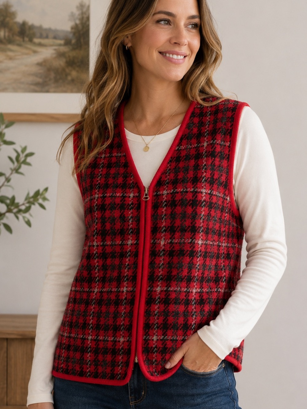 100% Wool Vintage Requirements by Roman Plaid Sweater Vest 2X